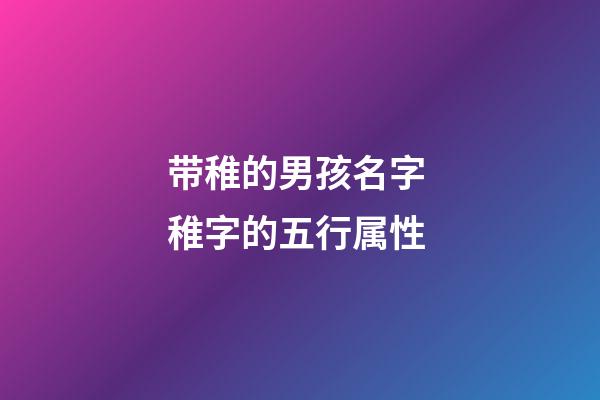 带稚的男孩名字 稚字的五行属性